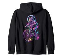 Synthwave Cat on Bike Rider Retro 80s 90s Ciclismo Sudadera con Capucha