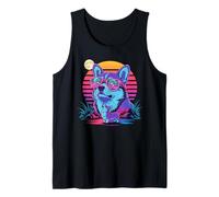 Synthwave Pembroke Welsh Corgi Aullando A La Luna Corgis Camiseta sin Mangas