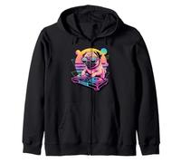Synthwave Pug DJ Gafas de Sol Pugs Sudadera con Capucha