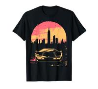 Synthwave Retro Car Vaporwave City Sunset Aesthetic Camiseta