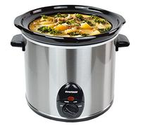 Syntrox Germany - Olla lenta de acero inoxidable con función de mantenimiento del calor, cristal de seguridad y cuenco de cerámica extraíble (3 L)