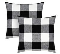 Syntus - Funda de cojín Cuadrada, 45 x 45 cm, diseño de búfalo, Color Blanco y Negro