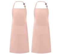 Syntus Paquete de 2 delantales ajustables 100% algodón con 2 bolsillos para mujer, delantales de cocina para cocinar, color rosa polvo