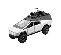SYOEUR 1:24 para Cybertruck Camper Pick-up con Motocicleta SUV Todo Terreno Modelo Coche Aleación Colección para Mostrar Ornamento Juguete Juego Modelo de Coche Hobby(White)