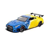 SYOEUR 1:24 para Nissan GTR R35 Skyline Ares Sports Car Alloy Diecast Model Sound & Light Coleccionables Clásicos Juego Modelo de Coche Hobby(Azul)