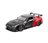 SYOEUR 1:24 para Nissan GTR R35 Versión Modificada Modelo De Coche Miniatura En Aleación Metal Fundido Sonido E Iluminación Juguete Vehículo Juego Modelo de Coche Hobby(Negro)
