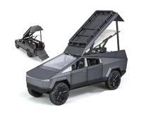 SYOEUR 1:24 para Tesla Cybertruck Pickup Camper Caravana Modelo De Coche Aleación Metal con Sonido Y Luz Juguete Van Turismo Juego Modelo de Coche Hobby(Gray)