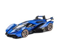 SYOEUR 1:24 para V12 GT Vehículo Aleación Auto Deportivo Modelo De Metal con Sonido Y Luz Juguete Ornamento para Escritorio Colección Juego Modelo de Coche Hobby(Azul)