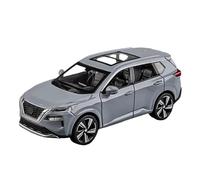 SYOEUR 1:32 Coche Miniatura Aleación para Nissan X-Trail SUV Vehículo Todoterreno Metal Fundido Presión con Sonido Simulación Juego Modelo de Coche Hobby(Gray)