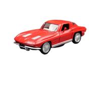 SYOEUR 1/36 para Chevrolet Corvette Stingray 1963 Modelo De Coche Clásico En Aleación Metal Fundido Miniatura con Función Rebote Juego Modelo de Coche Hobby(Rojo)