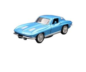 SYOEUR 1/36 para Chevrolet Corvette Stingray 1963 Modelo De Coche Clásico En Aleación Metal Fundido Miniatura con Función Rebote Juego Modelo de Coche Hobby(Azul)