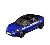SYOEUR Coche Modelo Aleación 1/24 para Tesla Model3 Fundido A Presión Sonido Y Luz Accesorios Decoración para Tienda Coches Juguete Juego Modelo de Coche Hobby(Azul)