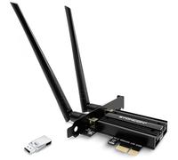 SYONCON Tarjeta WiFi PCIe, BE6500 WiFi 7 con Bluetooth 5.4, Tri-Banda (6 GHz máx 2882 Mbps, 5 GHz máx 2882 Mbps, 2,4 GHz máx 574 Mbps) Tarjeta de Red PCI Express para PC Windows 11