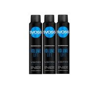 Syoss Champú seco Volume Lift (3 x 200 ml), champú seco para un peinado voluminoso, champú seco sin residuos para una frescura extra sin lavar el cabello