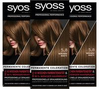 Syoss Color Coloration 5_8 avellana nivel 3 (3 x 115 ml), coloración permanente para hasta 10 semanas de intensidad de color y un 70% menos de rotura del cabello*