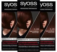 Syoss Coloration Nivel 3 3_28 Chocolate oscuro, hasta 10 semanas de intensidad de color, paquete de 3 (3 x 115 ml)