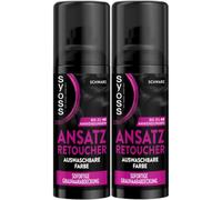 SYOSS Enfoque Retoucher Spray Negro Nivel 1 (120 ml), spray de raíz cubre un enfoque más claro y gris renovable, el color de la raíz dura hasta el próximo lavado, 2 x 120 ml