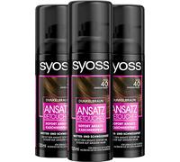 Syoss Enfoque Retoucher Spray para laminar marrón oscuro Nivel 1 (3 x 120 ml), spray para cubrir el enfoque más claro y gris renovable, color de la raíz dura hasta el siguiente lavado de cabello