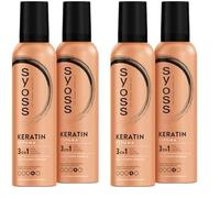 SYOSS - Espuma pelo Keratina - Cabello Flexible y Brillo Intenso - 2 uds de 250ml - Cabello como recién salido de la peluquería (Paquete de 2)