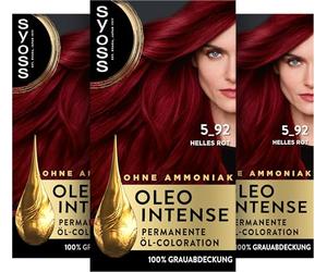 Syoss Oleo Intense Aceite de Coloración 10-50 5-92 Color Rojo Claro Nivel 3 (115 ml), color permanente con aceite nutritivo, coloración sin amoniaco