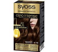 SYOSS Oleo Intense - Coloración permanente de aceite 4-18, marrón moca, con aceite nutritivo y sin amoniaco, 3 unidades (3 x 115 ml)