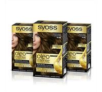 Syoss Oleo Intense Permanent Intensive Oil Colour Tinte de Pelo, Color 4.60 Gold Brown, Paquete de 3
