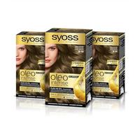 Syoss Oleo Intense - Tinte 6-10 Rubio Oscuro - Coloración permanente Sin Amoníaco - Cobertura profesional de canas - Resultados de peluquería (Pack De 3)