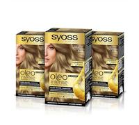 Syoss Oleo Intense - Tinte 7-10 Rubio Natural - Coloración permanente Sin Amoníaco - Cobertura profesional de canas - Resultados de peluquería (Pack De 3)