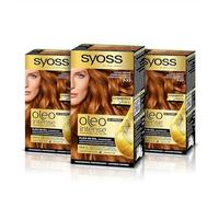 Syoss Oleo Intense - Tinte 7-77 Cobrizo Vibrante - Coloración permanente Sin Amoníaco - Cobertura profesional de canas - Resultados de peluquería (Pack De 3)
