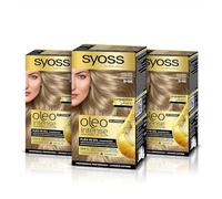 Syoss Oleo Intense - Tinte 8-05 Rubio Beige - Coloración permanente Sin Amoníaco - Cobertura profesional de canas - Resultados de peluquería (Pack De 3)