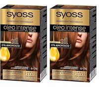 Syoss Oleo Intense - Tono 6-76 Cobrizo Ámbar - Coloración Permanente sin Amoníaco - Cobertura Profesional de Canas - Resultados de Peluquería (Paquete de 2)