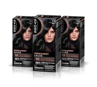 SYOSS Permanent Color 1-1 Negro, tinte de pelo y mascarilla intensiva con keratina, para una cobertura profesional de canas, color duradero y cuidado intensivo, Pack 3