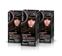 SYOSS Permanent Color 3-1 Castaño oscuro, tinte de pelo y mascarilla intensiva con keratina, para una cobertura profesional de canas, color duradero y cuidado intensivo, Pack 3