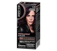 SYOSS Permanent Color 3-3 Violín Intenso, tinte de pelo y mascarilla intensiva con keratina, para una cobertura profesional de canas, color duradero y cuidado intensivo