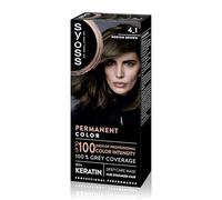 SYOSS Permanent Color 4-1 Castaño Medio, tinte de pelo y mascarilla intensiva con keratina, para una cobertura profesional de canas, color duradero y cuidado intensivo