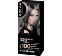 SYOSS Permanent Color 4-15 Gris Antracita, tinte de pelo y mascarilla intensiva con keratina, para una cobertura profesional de canas, color duradero y cuidado intensivo