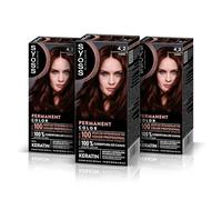 SYOSS Permanent Color 4-2 Caoba, tinte de pelo y mascarilla intensiva con keratina, para una cobertura profesional de canas, color duradero y cuidado intensivo, Pack 3