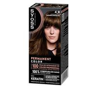 SYOSS Permanent Color 4-8 Castaño Chocolate, tinte de pelo y mascarilla con keratina, para una cobertura profesional de canas, color duradero y cuidado intensivo