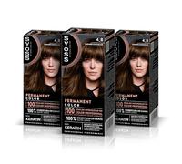 SYOSS Permanent Color 4-8 Castaño Chocolate, tinte de pelo y mascarilla con keratina, para una cobertura profesional de canas, color duradero y cuidado intensivo, Pack 3