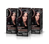Syoss Permanent Color Tono 3.3 Violín Intenso, Tinte para Pelo Mujer, Cobertura Profesional de Canas, Color Duradero y Cuidado Profundo, Incluye Mascarilla Intensiva con Keratina, Pack de 3
