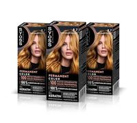 Syoss Permanent Color Tono 8.7 Rubio Dorado Caramelo, Tinte para Pelo Mujer, Cobertura Profesional de Canas, Color Duradero y Cuidado Profundo, Incluye Mascarilla Intensiva con Keratina, Pack de 3