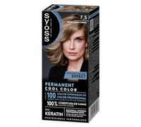SYOSS Permanent Cool Color 7-5 Rubio Medio Ceniza, tinte de pelo matizador y mascarilla intensiva con keratina, para una cobertura profesional de canas, color duradero, Pack 3