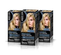 SYOSS Permanent Cool Color 8-11 Rubio Claro, tinte de pelo matizador y mascarilla intensiva con keratina, para una cobertura profesional de canas, color duradero, Pack 3