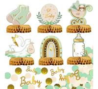 Syoulin Decoración temática para Baby Shower de niña: centros de mesa y adornos en amarillo y marrón, Baby Shower Recién Nacida Cumpleaños Niña