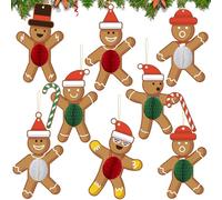 Syoulin-Decoraciones navideñas para el hogar,Hombre de Jengibre Decoraciones para árboles de Navidad, 8 Piezas de decoración navideña Colgante de Panal de Papel de Hombre de Jengibre 3D