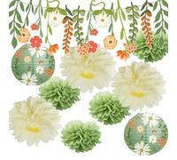 Syoulin- fiesta cumpleaños，decoracion bautizo，Piezas flores de papel|guirnalda|Linternas de papel，Colores naturales y suaves, adecuados para decoración de jardines, bodas, cumpleaños y fiestas