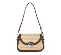 Syrads Bolso de hombro tejido de paja para mujer Tote Handbag Bolso de playa de verano,Marrón