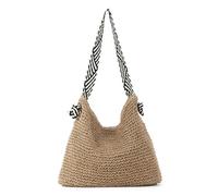 Syrads Bolsos de paja Monederos bandolera Bolso de bolsillo Bolsos de playa tejidos casuales Bolsos de mano de veran,marrón claro de un solo hombro