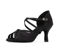 Syrads Zapatos de Baile de salón para Mujer Salsa Latin Dancing Heels Party Evening Wedding Dance Pumps con Correa de Tobillo,Negro 7.5cm Heel,39 EU Size