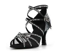 Syrads Zapatos de Baile Latino con pedrería para Mujer Salsa Tango Moderna Bachata Zapatos de Baile de Salón Suela Blanda 1057